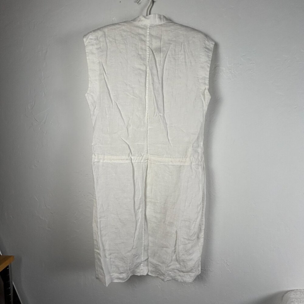 James Perse Standard Drawstring Waist Linen Shift Dress Size 1 White New $205 — image 2 of 8